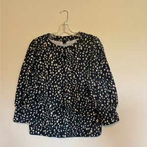 Ann Taylor Blue and Cream Crew Neck Light Weight Sweater